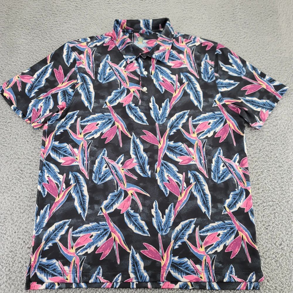 Chubbies Shirt Mens Medium Black Floral Polo Golf Outdoors Short Sleeve Stretch